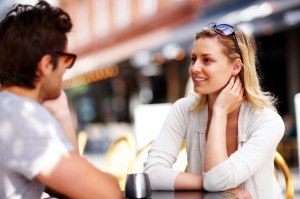 talking on cafe on date