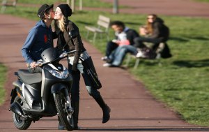 kissing on the motorcycle